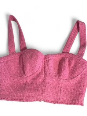 Zara Pink Textured Bustier Crop Top - Women Intimates
